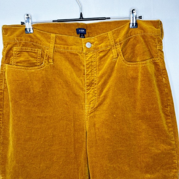 J Crew Corduroy Pants Women Mustard Yellow High Rise Straight Leg Size 34 - Picture 4 of 11